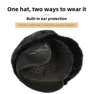 Sombrero <span class=keywords><strong>de</strong></span> Aviador <span class=keywords><strong>de</strong></span> otoño e invierno para hombre, cuero genuino y piel <span class=keywords><strong>de</strong></span> visón entera, sombrero cálido protector <span class=keywords><strong>de</strong></span> orejas para fiestas deportivas, pesca - Product Image 4