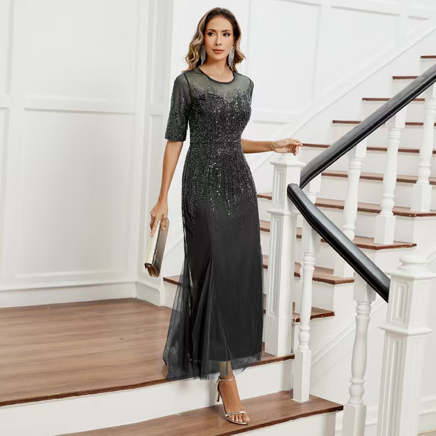 blue maxi wedding guest dress Light Blue Floral Maxi Dress | Square Neck Bodycon Formal Gown for Wedding  Guest & Prom main image 1