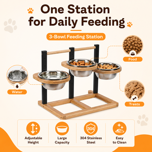 Support de gamelle surélevée personnalisable pour animaux de compagnie, hauteur réglable 5 positions, en bois ou en matériau, avec impression sérigraphiée, pour l'alimentation des chiens - Product Image 4