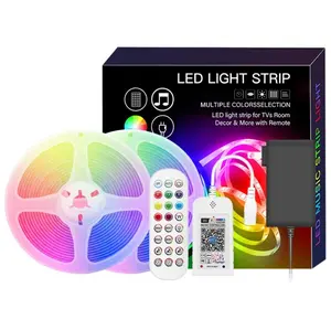 WIFI TUYA 840 LED/M COB LED 스트립 키트 24V 전원 공급 장치 16.4ft/5M COB RGB 90RA 스마트 라이프 조명 스트립 밝기 조절 가능