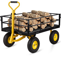 Chariot de jardin en acier, capacité robuste de 1200 lb, avec côtés en maille amovibles, chariot utilitaire en métal parfait pour le jardin, la ferme, la cour