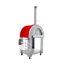 Stainless Steel Outdoor Wood Fired Pizza Oven in Red