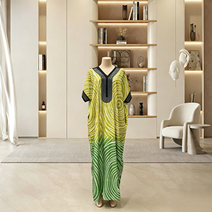 Nouvelle Robe Africaine Élégante à Dégradé de Couleurs pour Femmes Musulmanes, Kaftan à Col en V, Vêtement Africain pour Femmes - Product Image 4