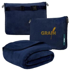 Couverture de voyage pliable et portable, douce et chaude, pour avion, accessoires cadeaux pour voyageurs, avec logo personnalisé, très vendue - Product Image 1
