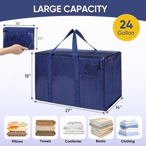 Water-Resistant 6 Pack Large Strong Moving Bags with Zippers & Carrying Handles Heavy Duty Storage Tote for Space Saving - Product Image 4