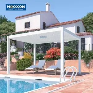 Mooxon 4X4 Pergola de toit électrique, pare-soleil imperméable, perchoir d'extérieur avec lumière Led