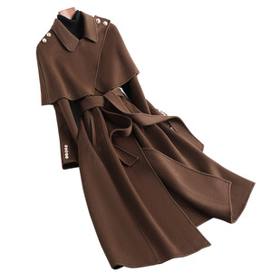 नई फ्रेंच शाल बरसती डबल चेहरे कश्मीरी कोट महिलाओं लंबे ऊनी कोट - Product Image 1