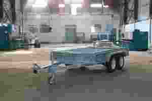 Remorque à essieux tandem galvanisée de 3500 kg, homologuée 10x5, avec frein électrique, cage en treillis et rampe - Product Image 5