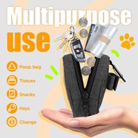Porte-sac à déjections canines personnalisé mains libres, distributeur de sacs à déjections pour chien mignon avec grande ouverture pour laisse, pochette zippée pour sacs à déjections pour animaux de compagnie