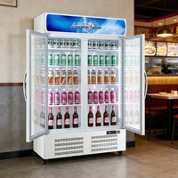 Réfrigérateur commercial vertical à porte simple ou double vitrée, vitrine de supermarché, dégivrage automatique, refroidisseur de boissons