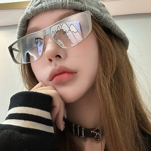 Gafas <span class=keywords><strong>de</strong></span> <span class=keywords><strong>Sol</strong></span> <span class=keywords><strong>de</strong></span> cara redonda para mujer, nuevo estilo 2025, gafas <span class=keywords><strong>de</strong></span> <span class=keywords><strong>sol</strong></span> oscuras <span class=keywords><strong>de</strong></span> una pieza con marco <span class=keywords><strong>de</strong></span> Metal <span class=keywords><strong>de</strong></span> edición coreana adelgazantes y sofisticadas - Product Image 4