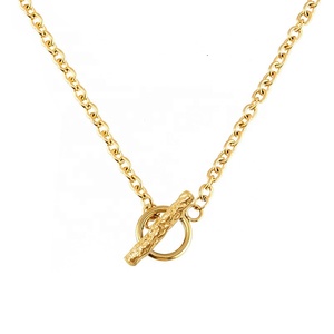 Gemnice Brass Jewelry Manufacturer Fashion Gold Plated Brass Jewelry <strong>Toggle</strong> Clasp Chunky Oval Link Chain bar <strong>Necklace</strong> - Product Image 1