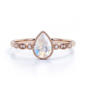 925 Sterling Silver Rose Gold Plated <b>Dainty</b> Moonstone Gemstone <b>Ring</b> for Wedding Engagement Gift - Product Image 5