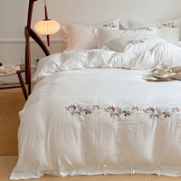 Housse de couette en chanvre haut de gamme, style rétro, brodée, respirante, 3 pièces, durable, antibactérienne, respectueuse de l'environnement, pour la maison