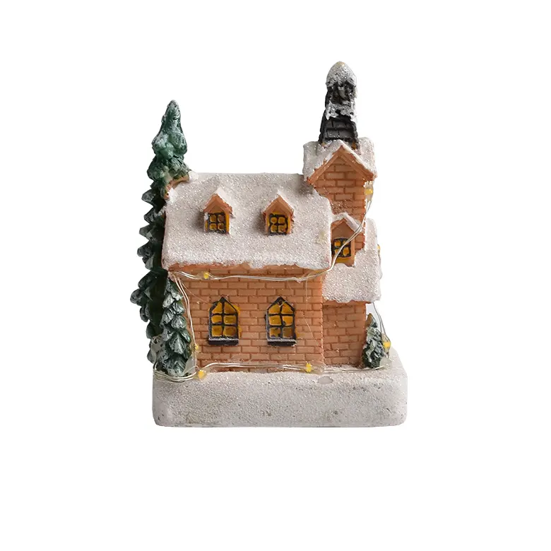 Рождественский светодиодный дом, домашнее украшение, снежный пейзаж, дом, подарки из смолы, Рождественская светодиодная деревня