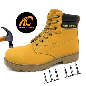Calzado de Seguridad Laboral OEM, Antipinchazos, con Puntera de Acero CE, Cuero Nubuck <span class=keywords><strong>Amarillo</strong></span>, Resistente al Aceite y Ácidos, Suela de PU Antideslizante para Hombre - Product Image 1