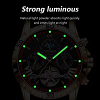 Montre mécanique automatique de luxe POEDAGAR pour homme, tourbillon creux, étanche, lumineuse, date, semaine, acier inoxydable, montres pour homme