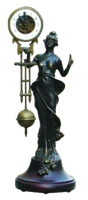 Statue antique en bronze mystérieuse, style allemand, figurine d'éléphant en laiton, 19e siècle français, mouvement squelette, bras oscillant, horloge de table à pendule