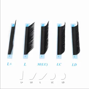 L/L +/LC/LD/LU(M) Curl bulu mata palsu ekstensi 8-15 Mix Matte hitam Korea Pbt Faux Mink bulu mata individu L Makeup bulu mata