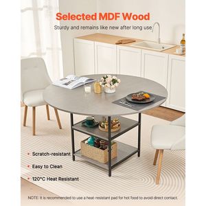 Round <b>Dining</b> <b>Table</b> 47 Inch Grey Wood <b>Top</b> Metal Base Modern Minimalist Design For 4-6 People Home Furniture - Product Image 3