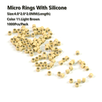 Vente en gros de perles pour extensions de cheveux, 4.0x2.0x3.0mm, anneaux doublés de silicone, micro link