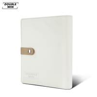 Luxe personnalisé A5 PU cuir 6 bague en argent feuilles mobiles Journal livre classeur planificateur portefeuille avec bouton pression porte-stylo