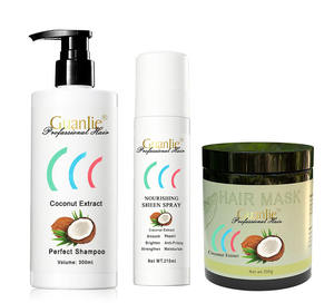 Champú de coco orgánico, mascarilla de reparación de cabello con pulverizador de sheen nutritivo, Antifrizz, alivia el brillo suave, de coco - Product Image 1