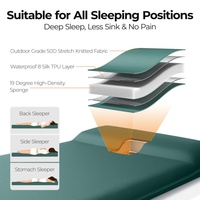 Matelas de camping double auto-gonflant en mousse à mémoire de forme épaisse et TPU, léger, pour 2 personnes, avec pompe électrique pour un gonflage/dégonflage facile