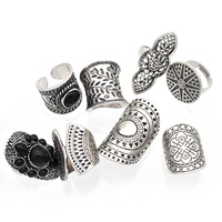 Hot Selling Retro Style Bohemian Ethnic Style Edelstein-Set Zeigefinger 8 teile/satz Gravur Muster Ring