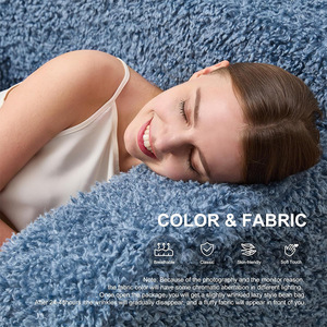 Plush <b>Beanbag</b> Chair For <b>Kids</b> And Adults Soft Cushion Seat Versatile Folding Design Compressible Packaging Blue Color Option - Product Image 3