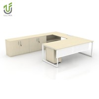 Bureau de direction IULTRA, design moderne minimaliste, durable, modulaire, facile à assembler, respectueux de l'environnement, blanc, 140 cm, en forme de L, pour bureau