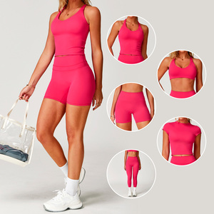 Abbigliamento da Palestra per <span class=keywords><strong>Donna</strong></span>, <span class=keywords><strong>Pantaloni</strong></span> Yoga a Compressione Morbida e Top Leggeri, Set <span class=keywords><strong>Sportivi</strong></span> Elasticizzati - Product Image 3