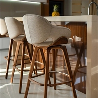 Chaise de bar moderne en bois massif, confortable pour café, restaurant, hôtel, salle à manger - Offre spéciale
