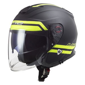 Casco Jet Ls2 Of521 Infinity Giallo Fluorescente Nero in Fibra Composita L per Moto - Product Image 1