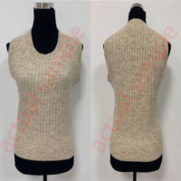 Klassische Haferfarbene Gerippte Strickweste Eleganter Weiter Rundhals Ärmelloser Pullover Französischer Stil Old Money Weste Top für Damen