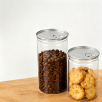 Pot en plastique PET transparent de haute qualité de 850 ml avec couvercle facile à ouvrir pour bonbons, sucre, collations, chewing-gum, crème cosmétique et plus encore