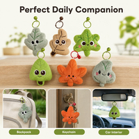 Porte-clés en peluche feuille de dessin animé mignon, pendentif en peluche feuille d'érable Kawaii avec clochette, breloque de sac en peluche multi-styles, cadeau