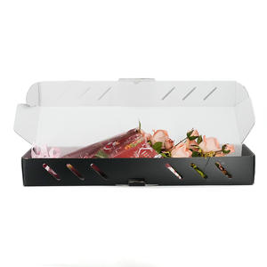 Изготовленный на заказ логотип розы цветы доставка картонная коробка длинный черный картон гофрированные Цветочные букеты подарок почтовая коробка доставка - Product Image 4