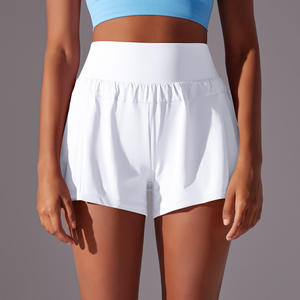 Shorts de sport taille haute élastiques et unis pour femmes grandes tailles, pour le yoga, la gym, l'entraînement et le jogging - Vêtements de sport en Spandex/Nylon - Product Image 2