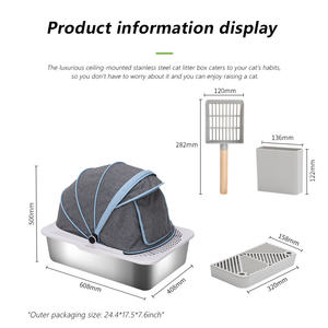มีฝาปิดกระบะทรายแมวสแตนเลส005007HSMSP-ZDDP DB กล่องโลหะขนาดใหญ่พิเศษ - Product Image 4