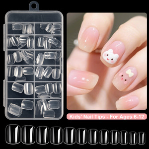Faux ongles à presser pour enfants, forme ovale courte, 120/240 pièces, couverture complète, pour filles de 6 à 12 ans, décoration quotidienne des ongles - Product Image 1