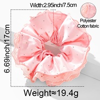 IFOND - Coletero Personalizado de Fábrica de 17 cm, de Poliéster y Algodón, con Adorno de Encaje a Cuadros y Diamantes de Imitación, Elástico para el Cabello, para Mujeres, Uso Diario, Oficina, Fiesta