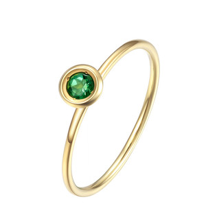 Messi Dei Monili Chic Classico Pietra di Smeraldo <span class=keywords><strong>Solitario</strong></span> 14 K 18 K <span class=keywords><strong>Anello</strong></span> in Oro Giallo per Le Donne - Product Image 4