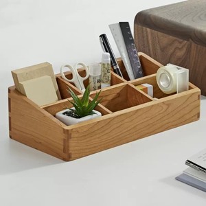 Organizador de Escritorio de Madera de Nogal Negro, Rectangular con Divisiones, Caja de Almacenamiento de Cosméticos, Tipo Vertical, Madera Sólida Compartimentada - Product Image 3