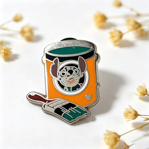 Broche en émail en forme de personnage de dessin animé avec pinceau et seau de peinture créatifs, en alliage métallique, pour sac à dos, veste, décoration de mode - Product Image 1