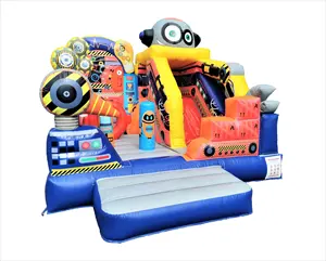 2024 outdoor Hot Sale Multi person robot inflatable castle with slide Blow up robot bounce house combo for rental