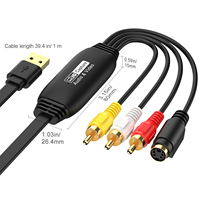 Tarjeta Capturadora de Video de 1m 3RCA a USB2.0 para Transmisión en Vivo, Cámara y Juegos - Compatible con VHS/DV Antiguos, Windows/Laptop 1080P NTSC/PAL