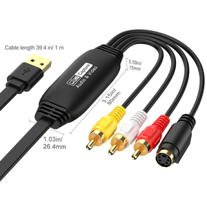 <span class=keywords><strong>Tarjeta</strong></span> Capturadora de Video de 1m 3RCA a USB2.0, Convierte VHS, Mini DV, VCR, <span class=keywords><strong>TV</strong></span>, DVD Antiguos a Digital para Computadora Portátil con Windows, NTSC/PAL - Product Image 3