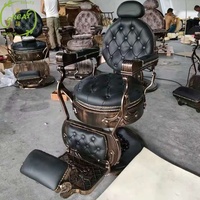 Offre Spéciale chaise de salon de beauté en bronze vintage antique chaise de barbier classique marron pour magasin de salon de coiffure