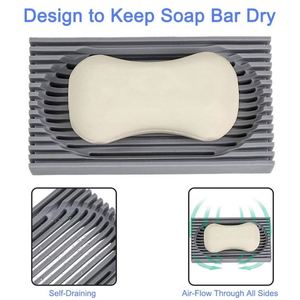 Kitchen Cleaning Brush Storage Rack Silicone Drain Box Bathroom Storage Box Non-Slip <b>Soap</b> Tray Dish <b>Holder</b> - Product Image 4
